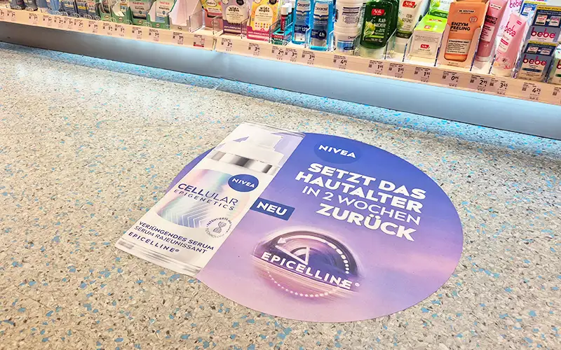 bodenwerbung aufkleber kontur foliendruck