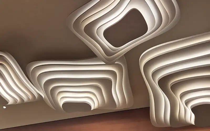 decke 3d design leichtschaumplatten beleuchtet interior