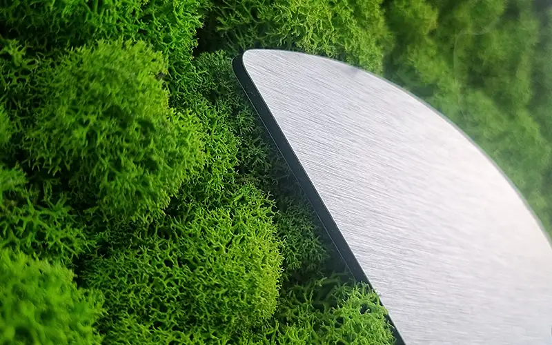 dibond silverbrushed freiform moos plattendruck