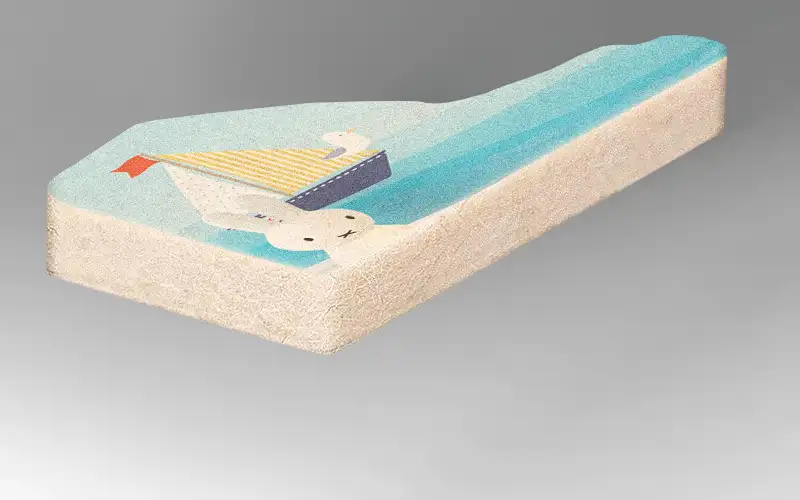 filzplatte direktdruck weiss partiell unterdruckt konturschnitt freiform plattendruck