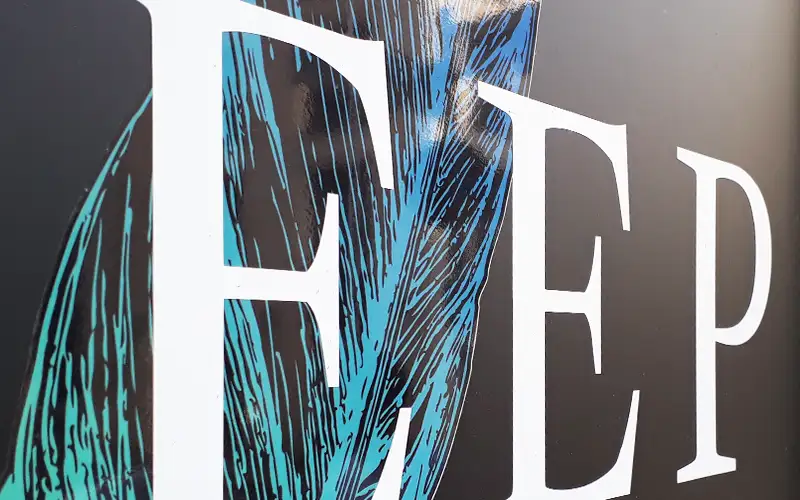 foliendruck glaenzend konturschnitt hintergrund matt schneideplott beschriftung folierung