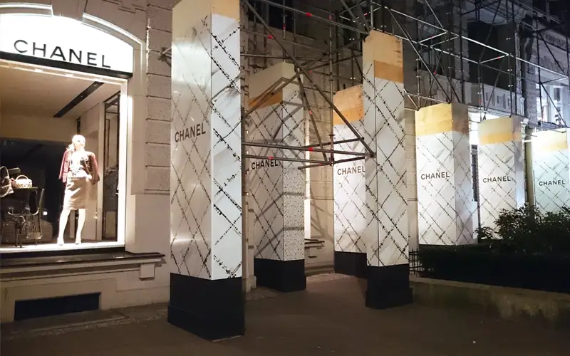 geruest verkleidung osb dibond plattendrucke montage