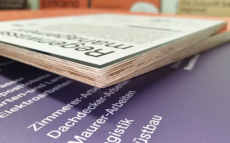 holz siebdruckplatte folierung foliendruck