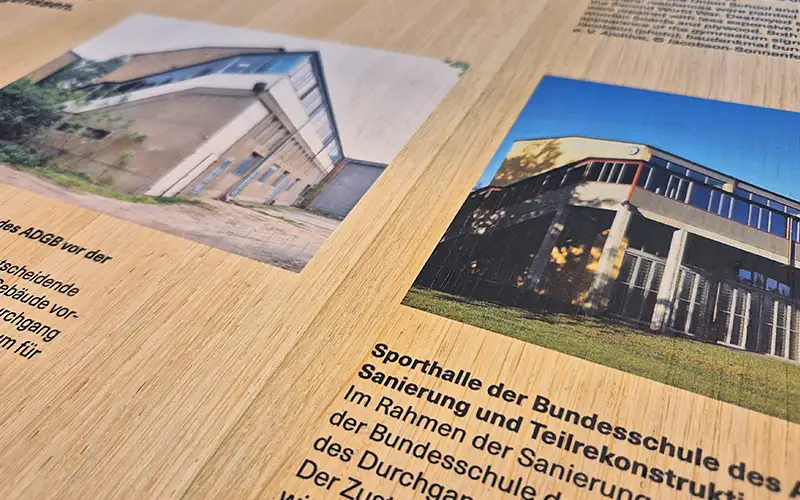 holzplatte druck partieller weissdruck plattendruck