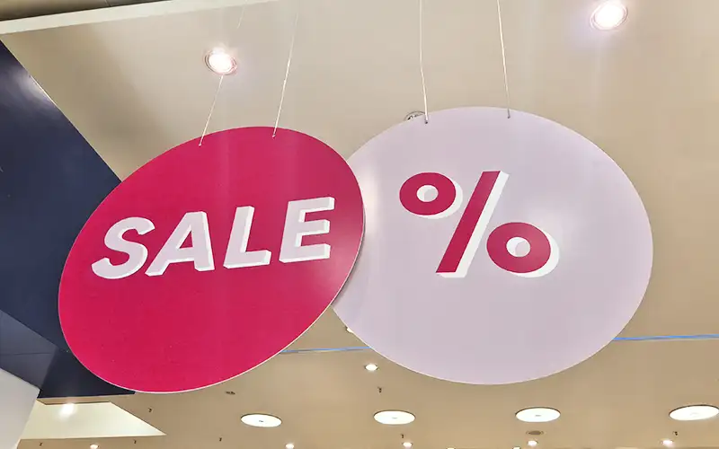 aluverbundplatte dibond material plattendruck sale verkaufsschild deckenschild rund dispa papierplatte plattendruck green retail pos