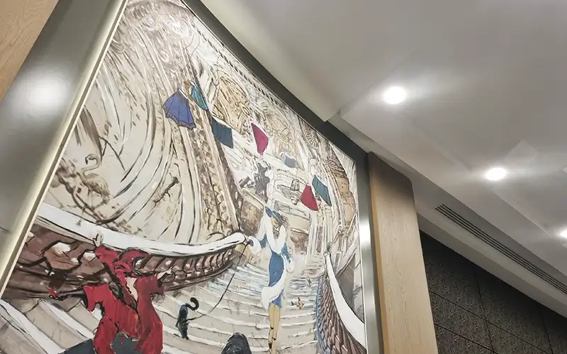 aluverbundplatte dibond material plattendruck xxl wandmotiv grossformat textildruck interior